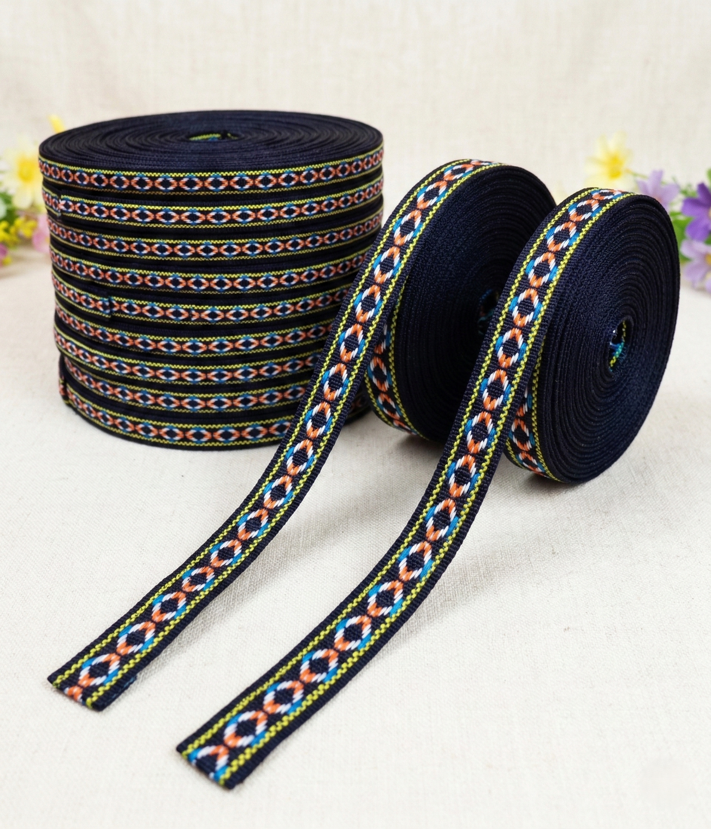 „Color Pulse Ethno – Lebendiges Webband im Geometric-Look“ 15mm