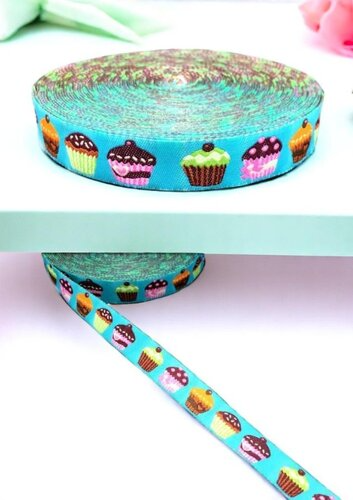 Cupcake Parade – 16 mm Webband in Hellblau