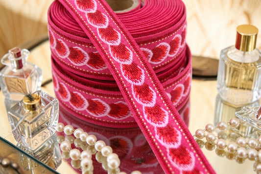 „Fuchsia Shell Dreams – Charmantes Webband“ 17mm
