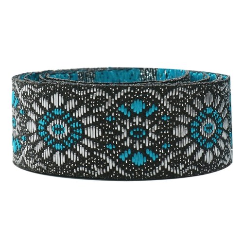 Glänzendes Webband  Blumen Ornament  - 19mm