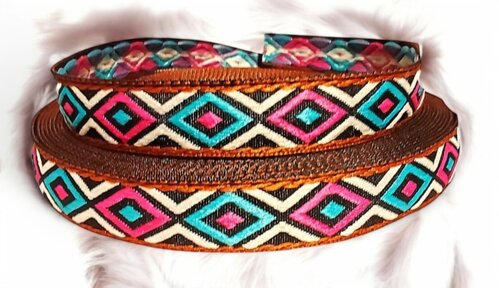 Kupfer-Rauten – Webband mit geometrischem Flair in 20mm