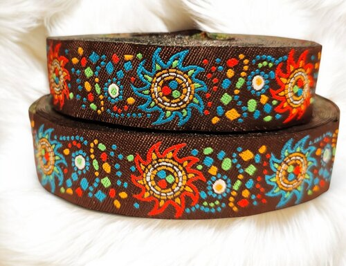 Abstrakte Sonne – Webband im Boho-Stil in 22mm