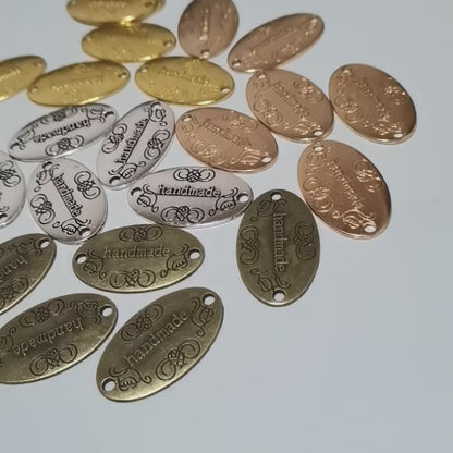 Metall-Label "Handmade" Oval 32 mm – Zum Aufnähen & Nieten