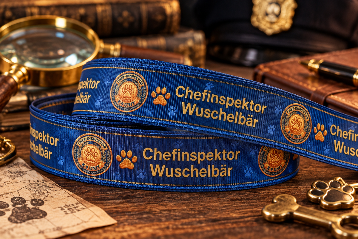 Chefinspektor-Ripsband 22 mm in Dunkelblau und Goldfarben, gestaltetes Hauptbild