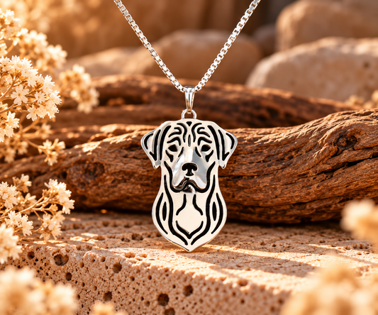 Versilberte Rhodesian-Ridgeback-Halskette mit filigranem Hunde-Anhänger als Präsentationsbild