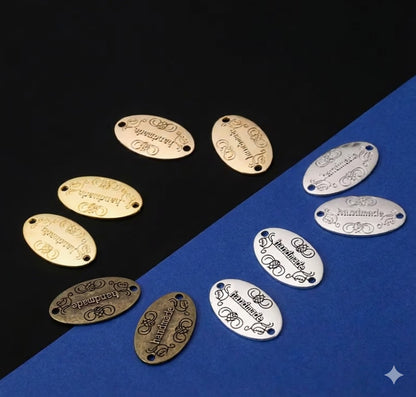Metall-Label "Handmade" Oval 32 mm – Zum Aufnähen & Nieten